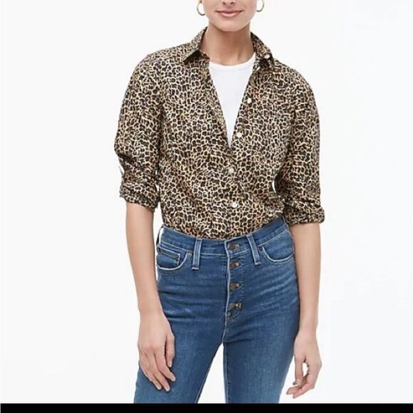 J CREW  Cotton Leopard Button Down - Picture 7 of 14